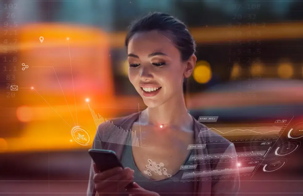 Roaming_Analytics-Services_girl-checking-analytics-on-smartphone